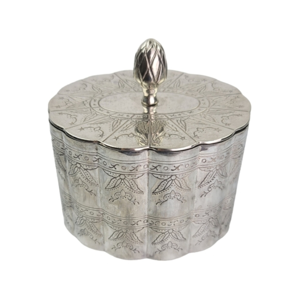 Vintage Elegant Silver Jewelry Box Victorian Princess Floral Vanity Antique Home
